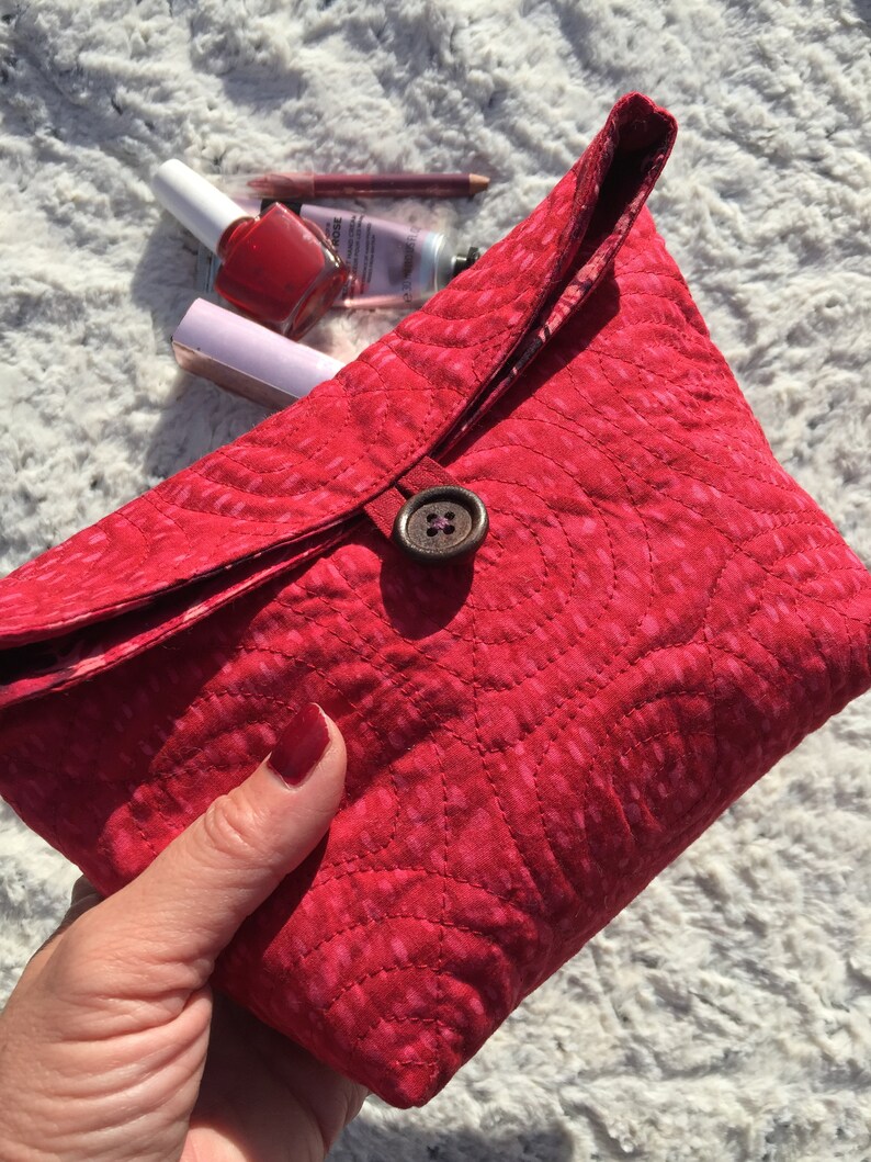 Padded Makeup Bag Purse red/leaf Utensilo Fabric Basket Etsy UK