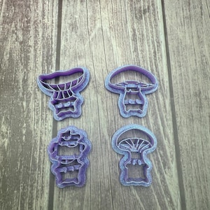 Mushroom creatures set A polymer clay cutters, sharp edge, fairytale, single or set