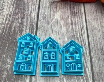 Christmas house polymer clay cutter, sharp edge, decorative