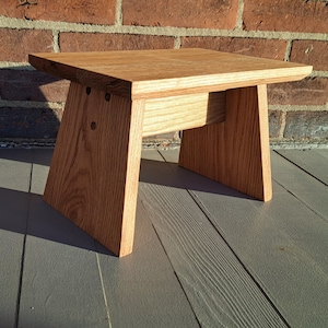 Handmade Red Oak Stool - Kitchen Step Stool, Beeswax Finish