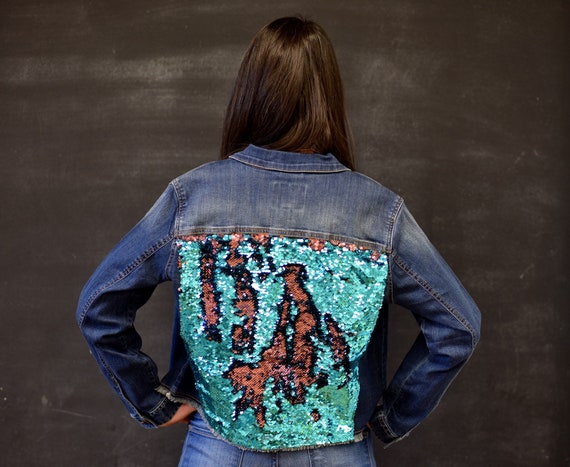 denim jacket with sequin back