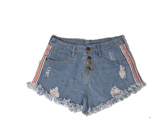 pastel denim shorts