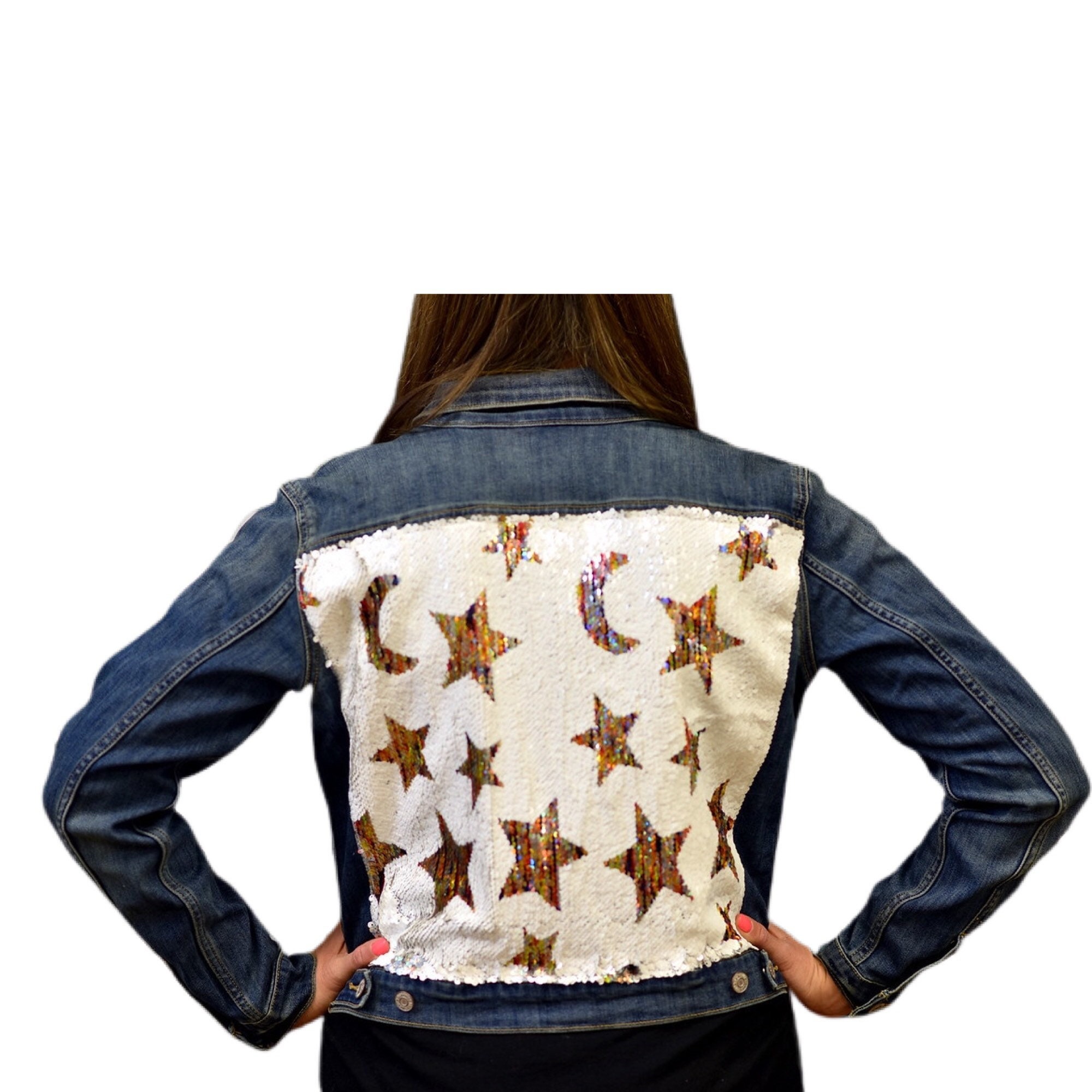 Denim Jacket With Reversible Sequin 
