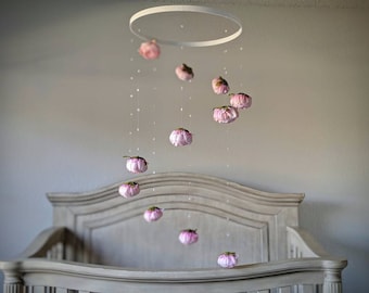 Jumbo Pink Peony Baby Girl Mobile - Handmade -  Large Floral Crib Mobile for Vaulted Ceilings- Blush Crib Mobile