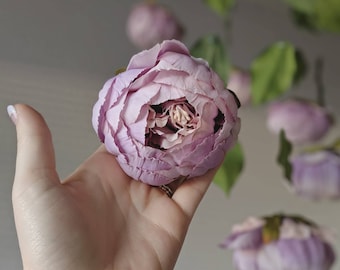 Purple Peony Heads - Flower Heads - Artificial Peonies - Lavender Buds - Decorative Florals for Crafting - Single Flowers - Fake Peonies