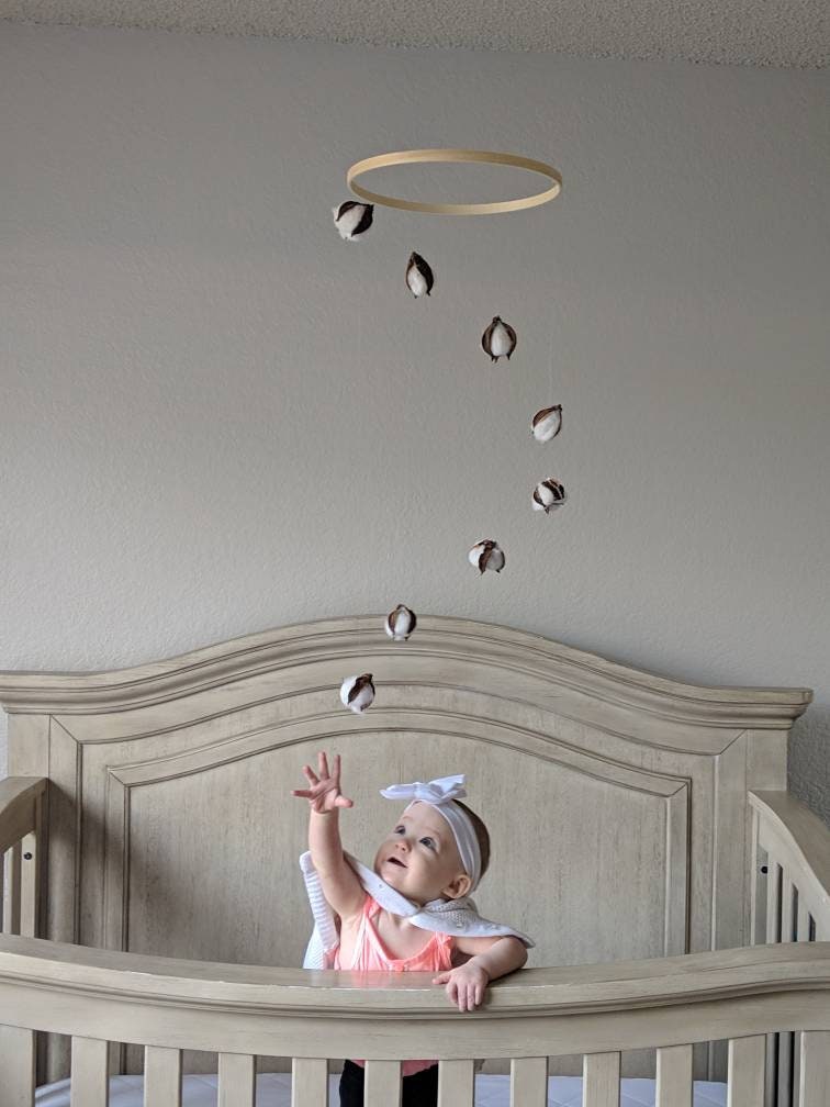 Cotton Baby Mobile Natural Baby Mobile Organic Mobile Woodland
