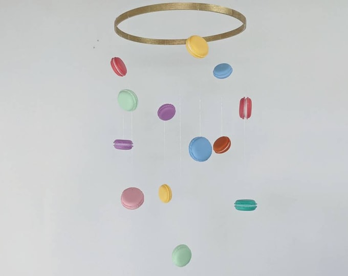 Macaron Baby Mobile - Colorful Polkadot Girl Mobile - Bakery Nursery Theme Decor - Cute Baby Shower Gift -