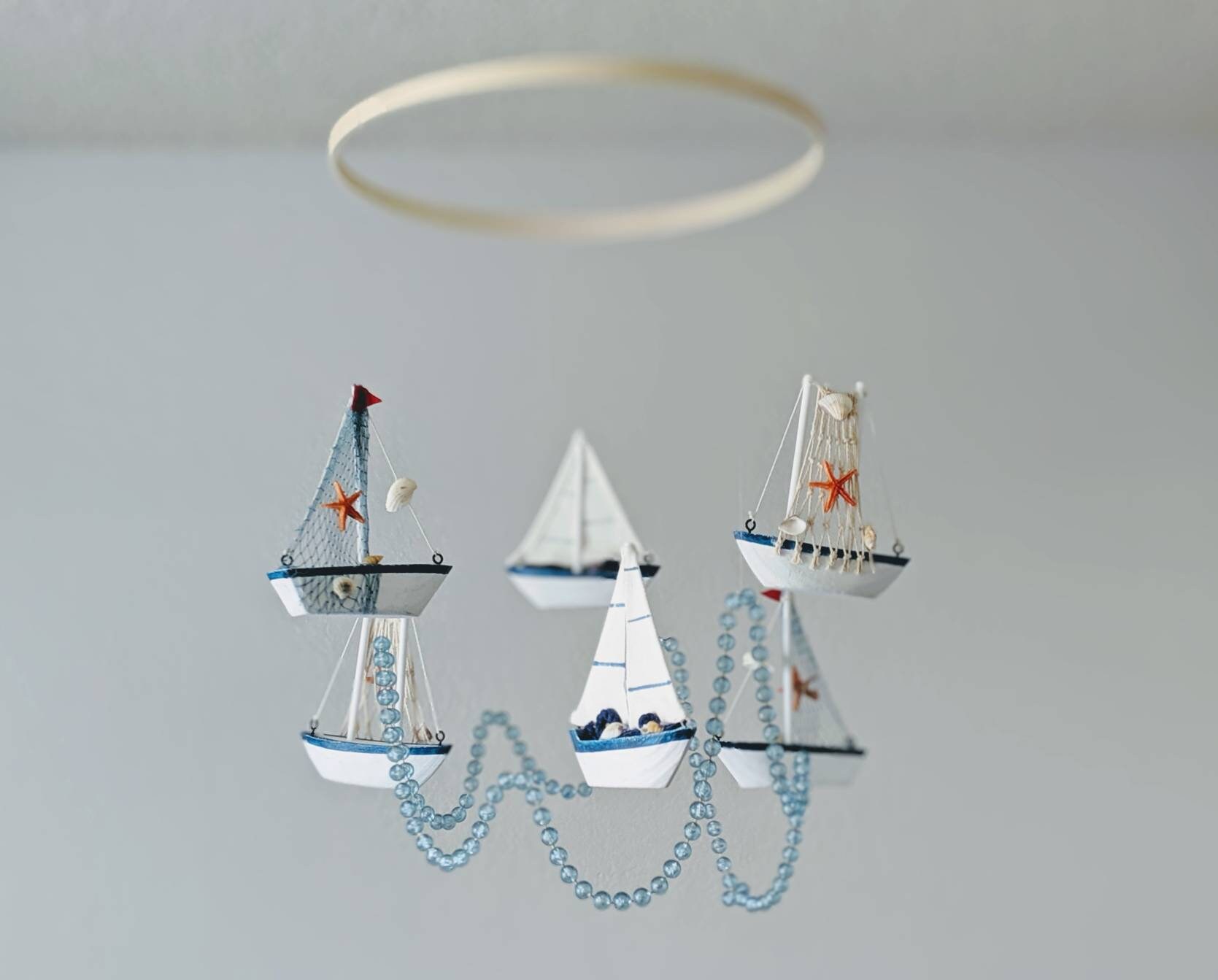 Sailboat Baby Boy Mobile Nautical Theme Nursery Decor Sailboat Mobile Gender Neutral Baby