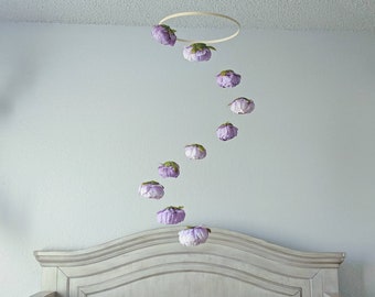 DIY Kit for a Purple Peony Baby Mobile - Do It Yourself Baby Girl Mobile - Craft Supplies for a Floral Crib Mobile - Lavender Crib Mobile