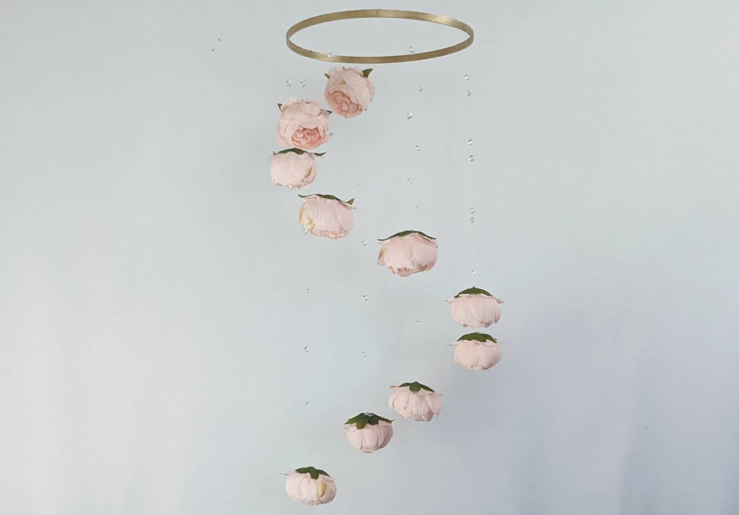 DIY Kit Blush Pink Peony Baby Girl Mobile - Do It Yourself Floral Crib ...