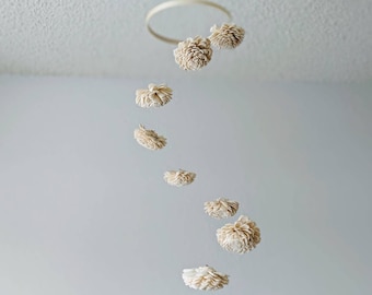 Straw Rose Baby Mobile for the Woodland Nursery - Wood Nursery Decor - Natural Crib Mobile - Sola Flower Hanging for the Baby Girl Nursery