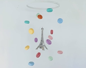 French Themed Baby Mobile - Colorful Cookie Baby Mobile - Bakery Nursery Theme Decor - Eiffel Tower Decoration - Cute Baby Shower Gift