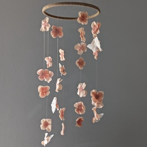 Small Butterfly Floral Baby Mobile - Whimsical Butterfly Mobile - Pink Flower Crib Mobile - Blush Girl Nursery Decor - Spinning Baby Decor