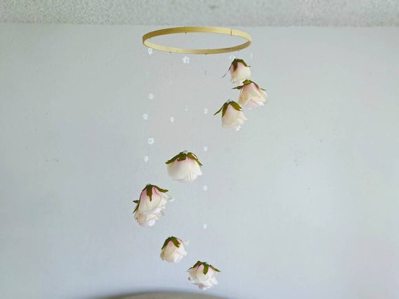 Blush Rose Baby Mobile Floral Nursery Mobile Flower Baby Etsy Ireland