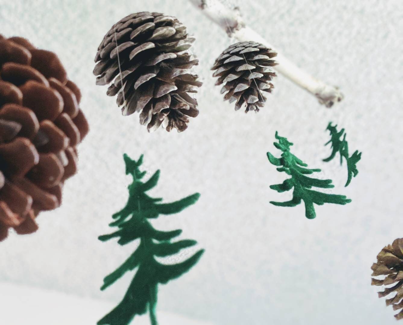 Pinecone And Felt Pine Tree 2d Mobile Christmas Door Decor Holiday Window Decoration Rustic Christmas Decor Woodland Theme Nursery