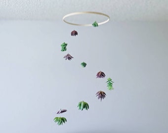 Modern Succulent Mobile - Gender Neutral Baby Shower Gift - Leaf Mobile for a Boho Themed Nursery - Leafy Green Crib Mobile