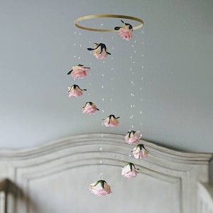 Rose Baby Girl Mobile Floral Nursery Mobile Flower Baby Etsy Rose Baby Girl Mobile Floral Nursery Mobile Flower Baby Etsy