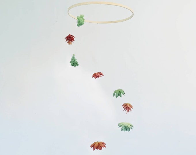 Hanging Succulents Baby Mobile - Red and Green Cactus Mobile - Botanical Nursery Decor - Gender Neutral Baby Mobile - Boho Baby Mobile