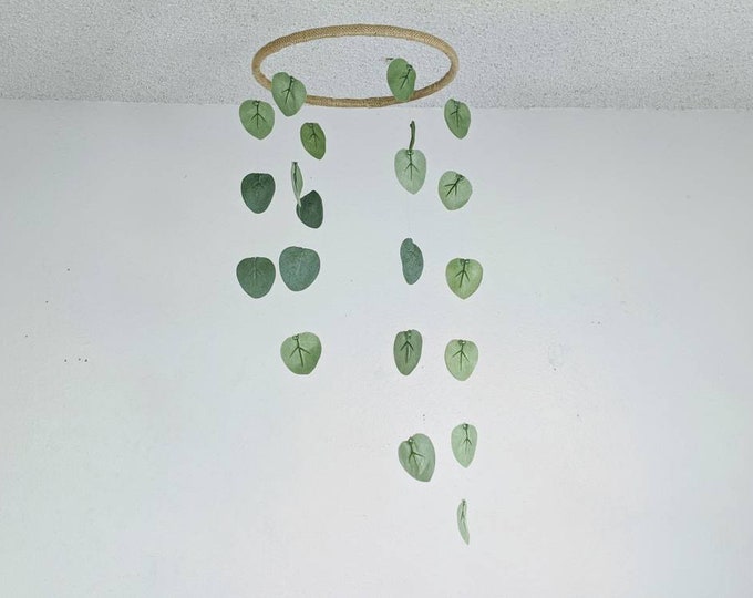 Eucalyptus Leaf Mobile - Spiral Crib Mobile - Green Infant Mobile - Hanging Cot Mobile - Boho Nursery Decor - Eucalyptus Decoration