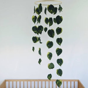 Jumbobladmobiel - babymobiel groot - mobiel jungleblad - mobiel jungleblad - mobiel wieg bladgroen - kinderkamer junglethema
