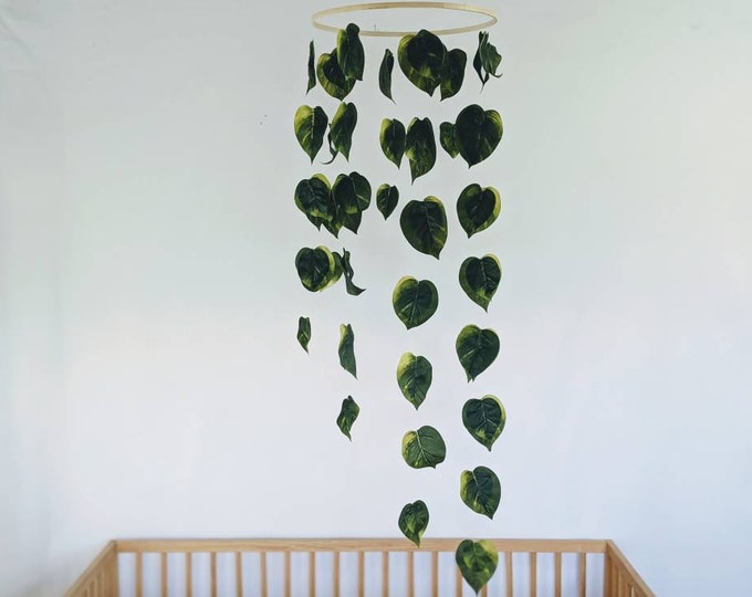 Jumbo Leaf Mobile - Large Baby Mobile - Jungle Leaf Mobile - Jungle Mobile - Leafy Crib Mobile - Jungle Theme Nursery