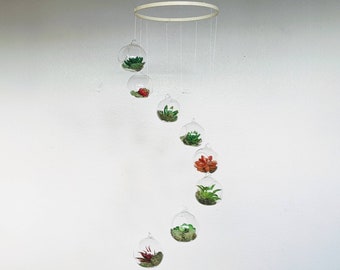 Hanging Terrarium Mobile -Succulent Decor -Gender Neutral Baby Mobile -Hanging Spinning Succulents -Air Plant Decoration -Botanical Nursery