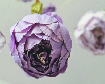 Purple Peony Heads - Flower Heads - Violet Peonies - Light Purple Buds - Decorative Florals for Crafting - Single Flowers - Peony Heads