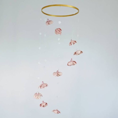 Rose Baby Girl Mobile Floral Nursery Mobile Flower Baby Etsy