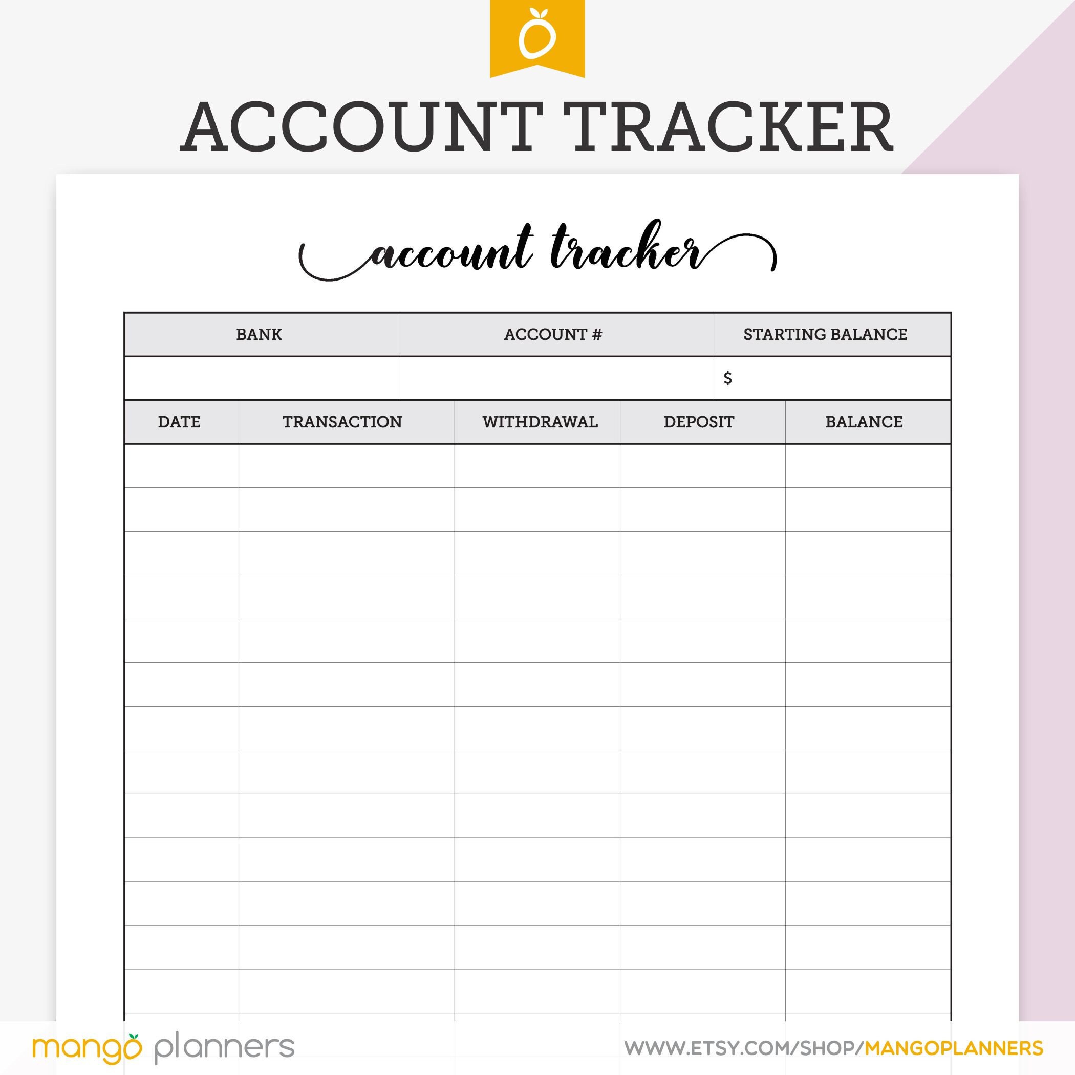 bank account tracker account