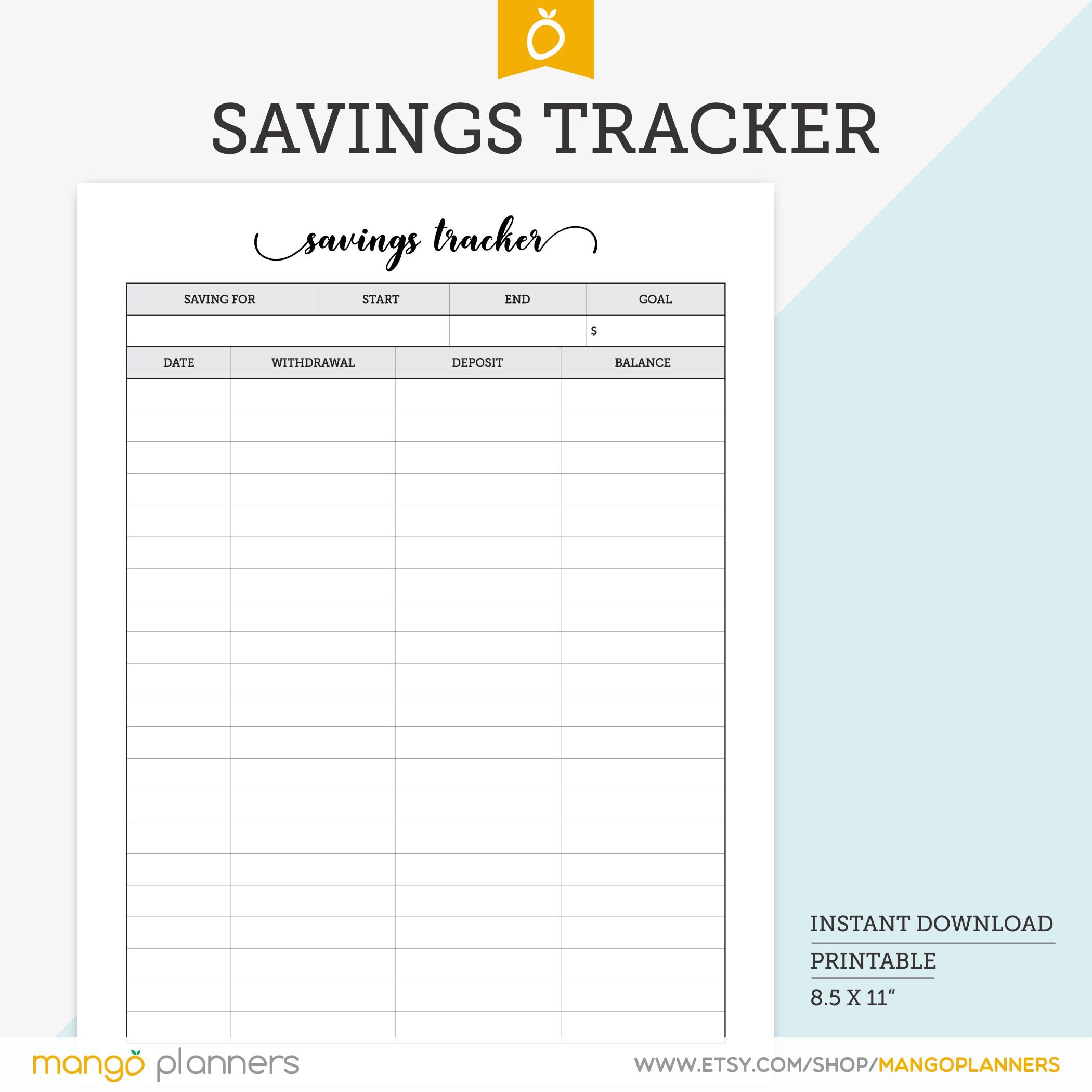 Savings Tracker Saving Log Monthly Savings Saving Sheet | Etsy Ireland