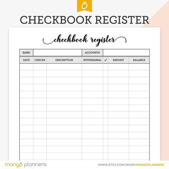 checkbook register checkbook tracker check register etsy