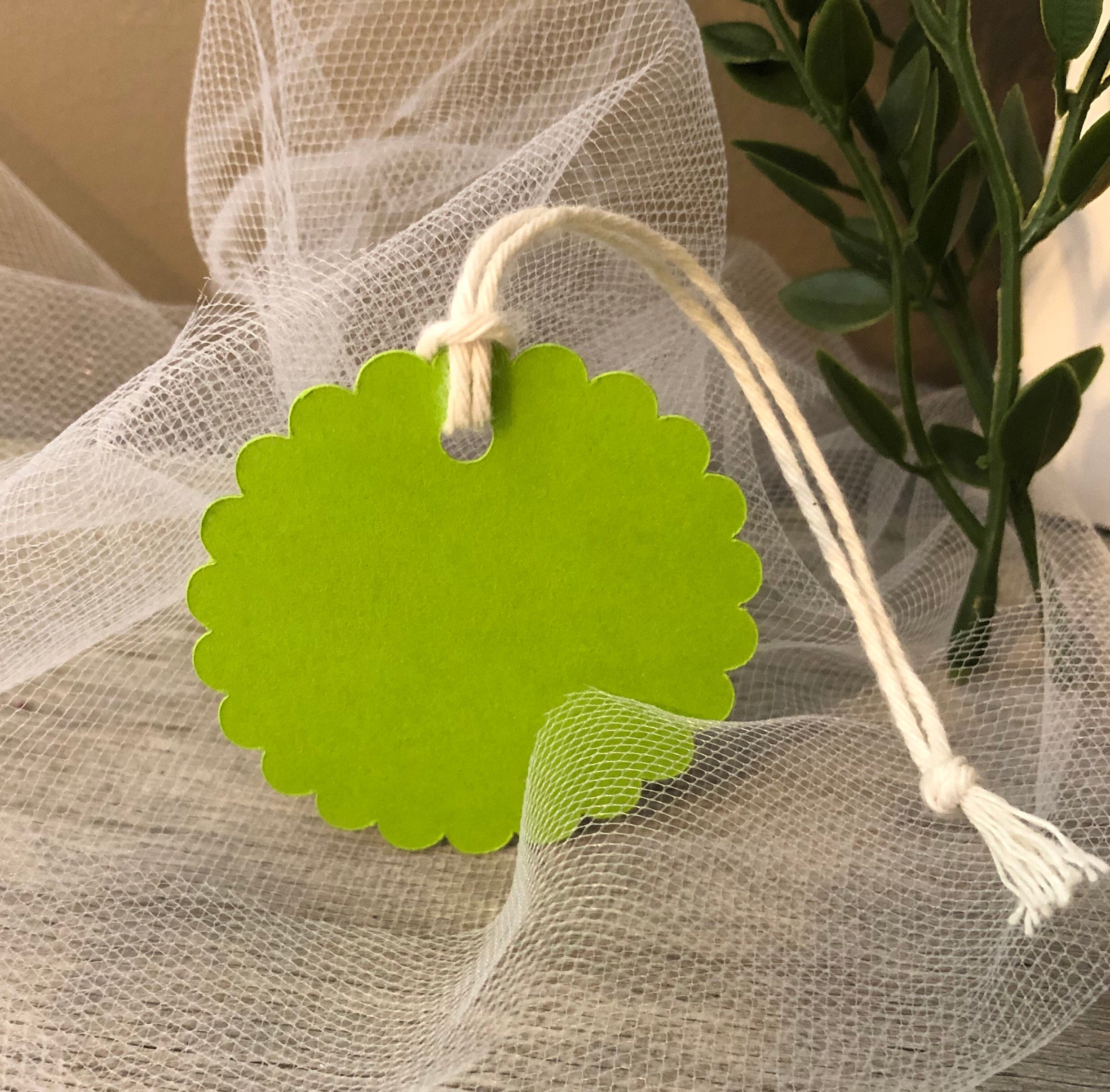 100 Handmade Cardstock Scalloped Circle Shaped Price Tags With String ...
