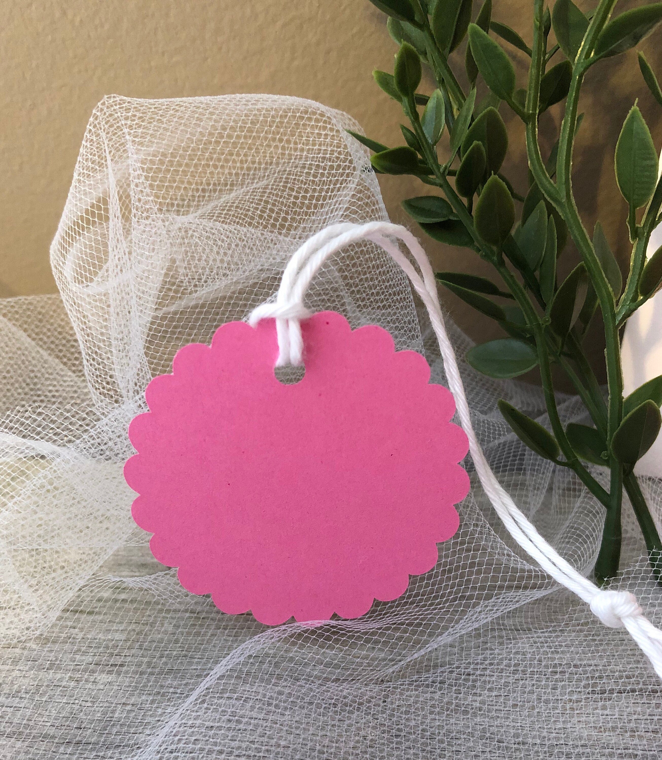 100 Handmade Cardstock Scalloped Circle Shaped Price Tags With String ...