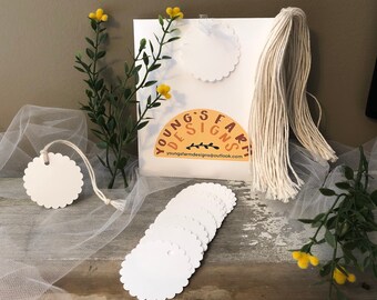 100 Handmade Cardstock Scalloped Circle Shaped Price Tags With String ...