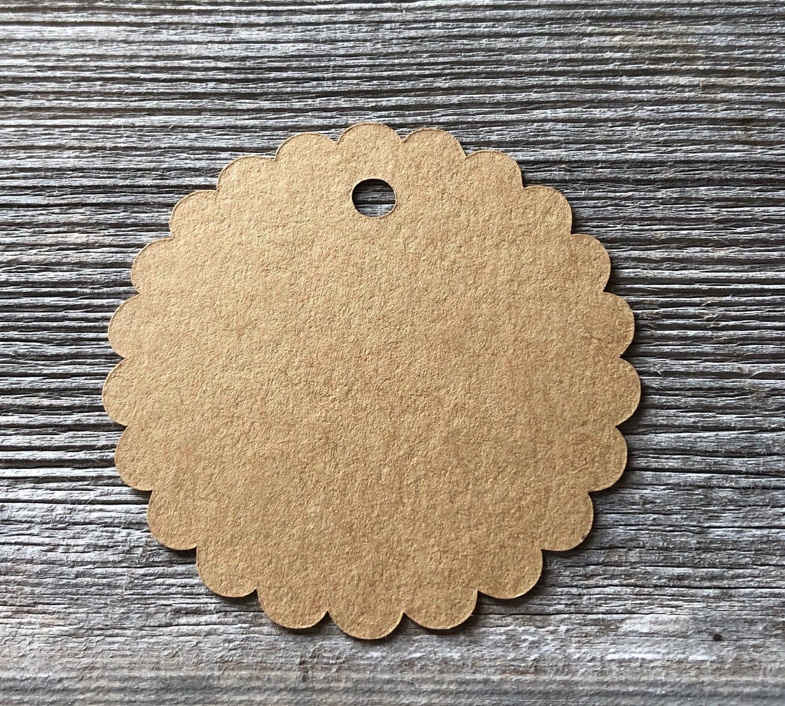 Scalloped Cardstock Price or Gift Tags With Natural Colored String 1 7/