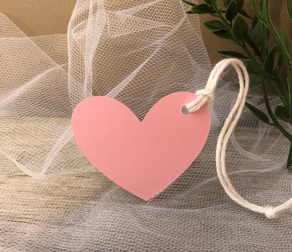 100 Handmade Cardstock Heart Price Tags With String Unstrung 1 7/8 Wide