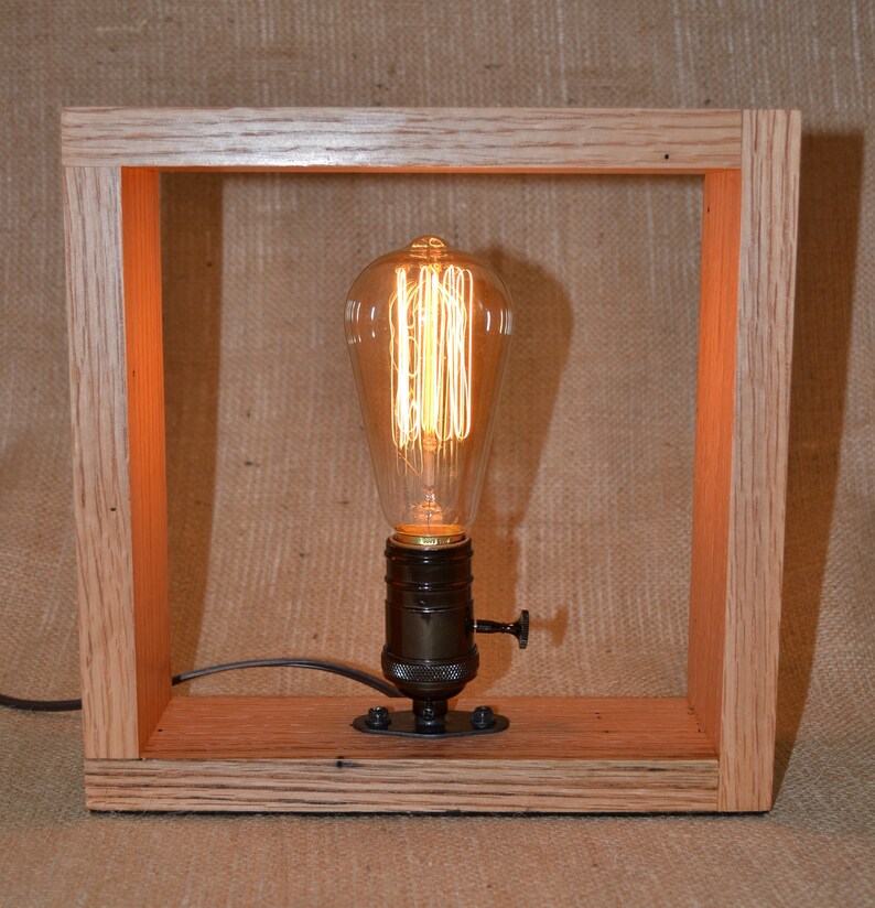 Oak Shadow Box Lamp Etsy