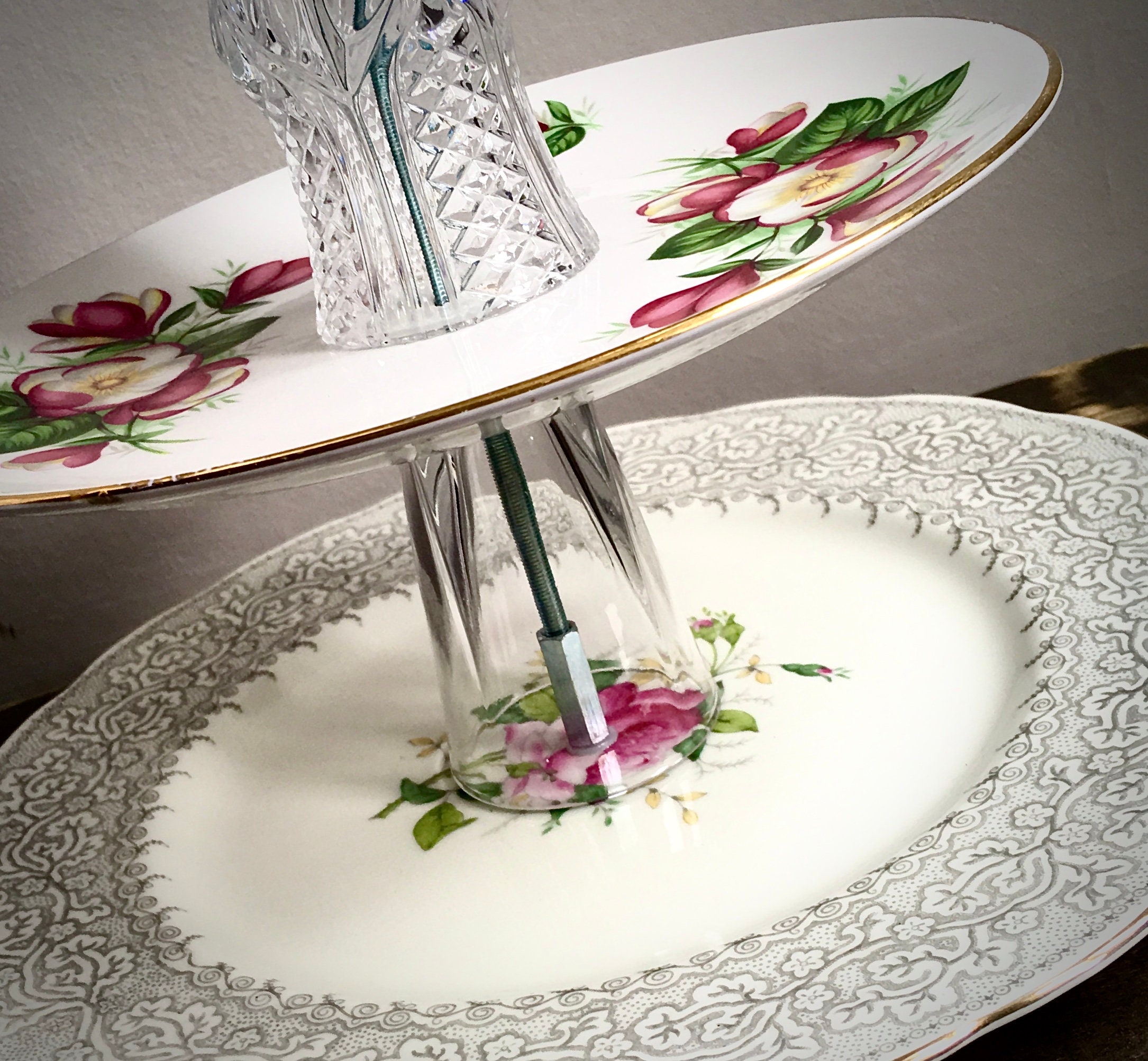 CAKE STAND collapsible VINTAGE 4 tier vintage china Afternoon Etsy
