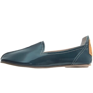 Mayan Roots Men&#39;s Navy Blue Patent Leather Loafers Shoes