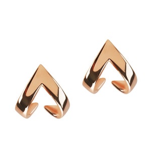 Rose Gold-plated Sterling Silver Ascend Delta Triangle Ear Jackets Minimalistic Stud Earrings by Silver Roots