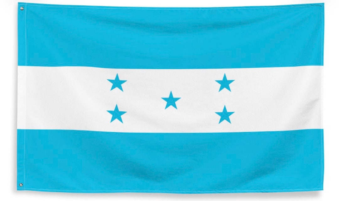 New Honduras Flag Updated Turquoise, White and 5 Stars Made of Fabric