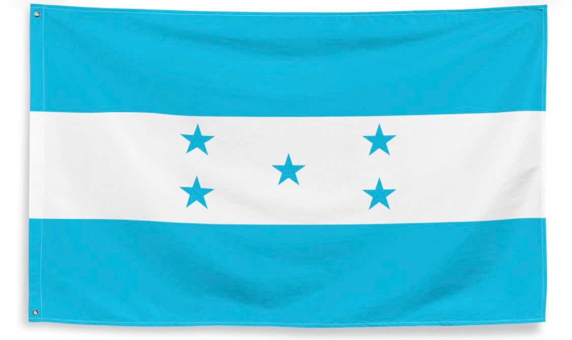 New Honduras Flag Updated Turquoise, White and 5 Stars Made of Fabric