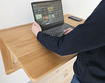 Wall mounted oak desk Wall mounted folding desk, Wall mounted work desk, Standing desk, Folding desk, Extendable desk, Floating table