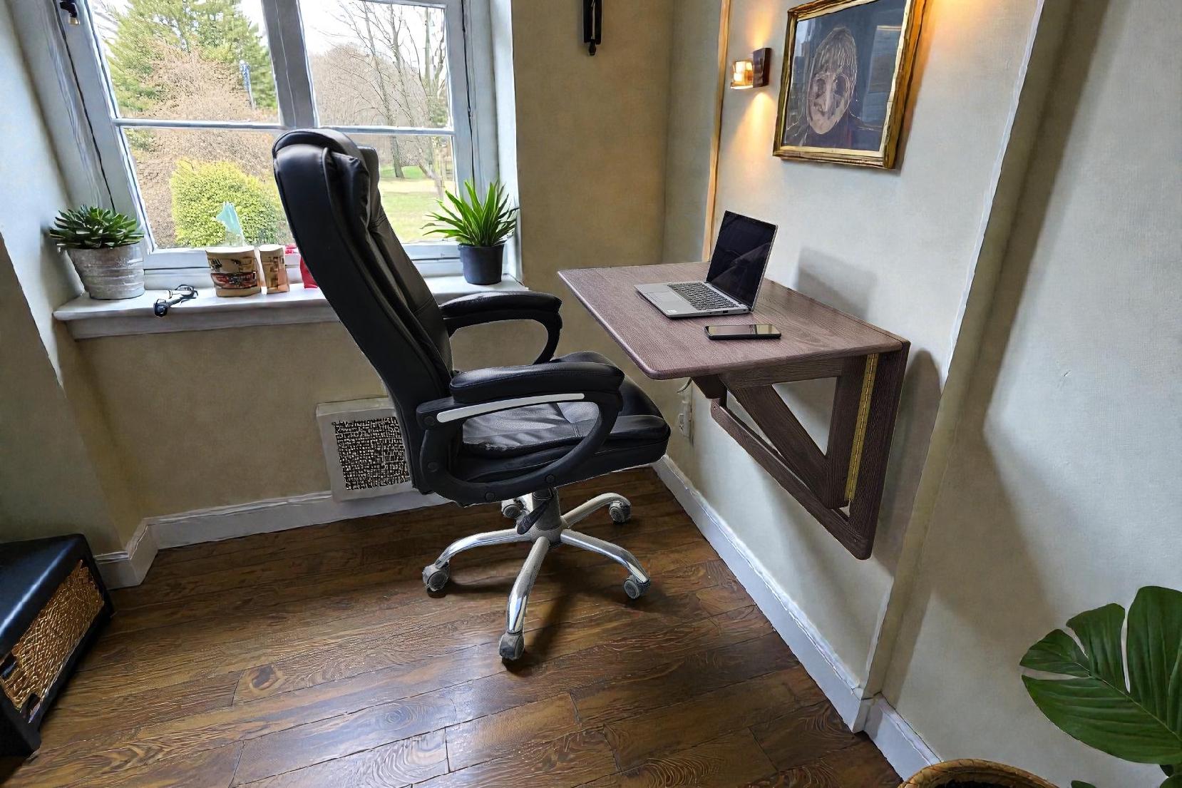 Wall Mounted Solid Wood Folding Desk Space Saving Drop Leaf Table ...