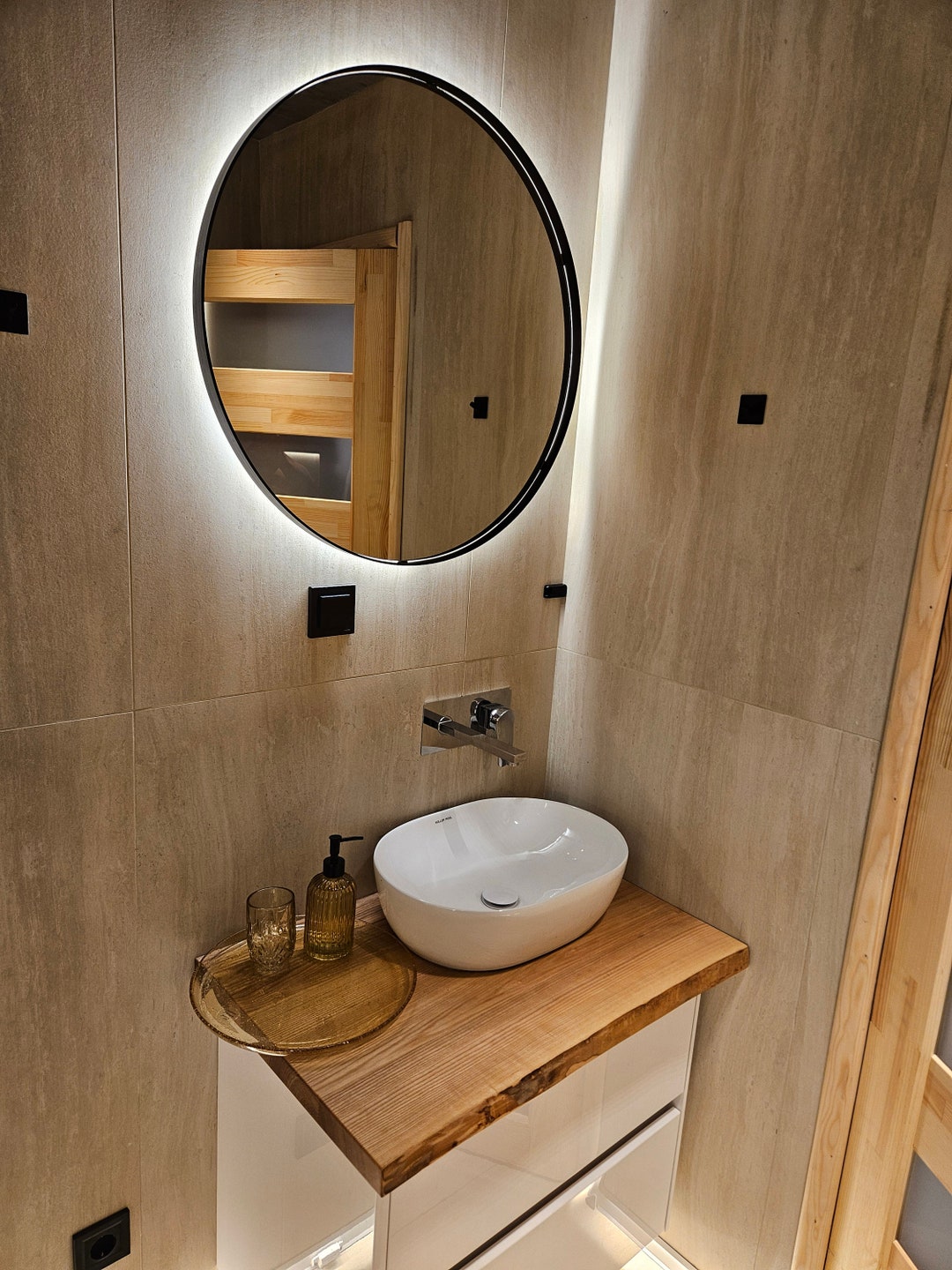 Solid Wood Bathroom Countertop Made of Solid Wood to Individual Dimensions, Wooden Countertop ...