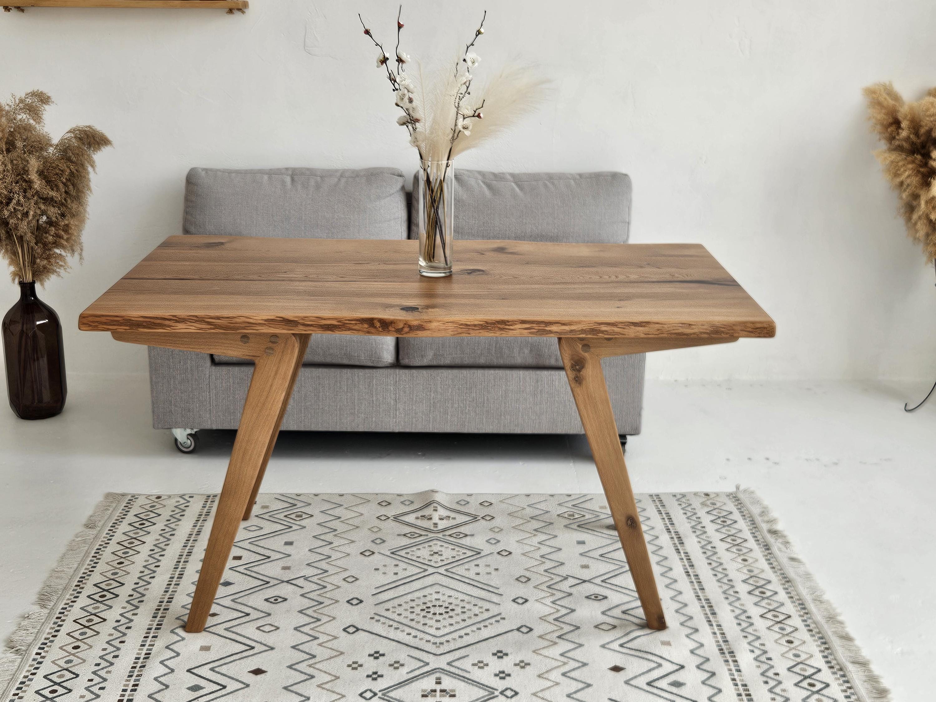 Live Edge Oak Transformer Table – Adjustable Height Coffee