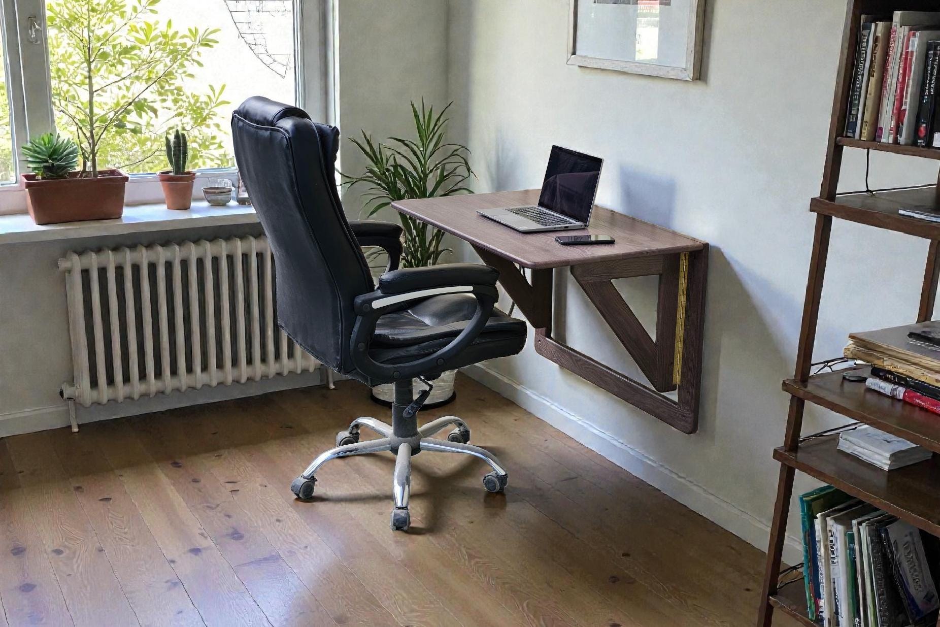 Wall Mounted Solid Wood Folding Desk Space Saving Drop Leaf Table ...