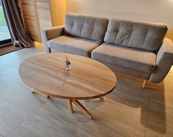 Transformation oval table 2in1 dining/coffee | natural solid wood oval coffee table | handiwork dining table | height adjustment table