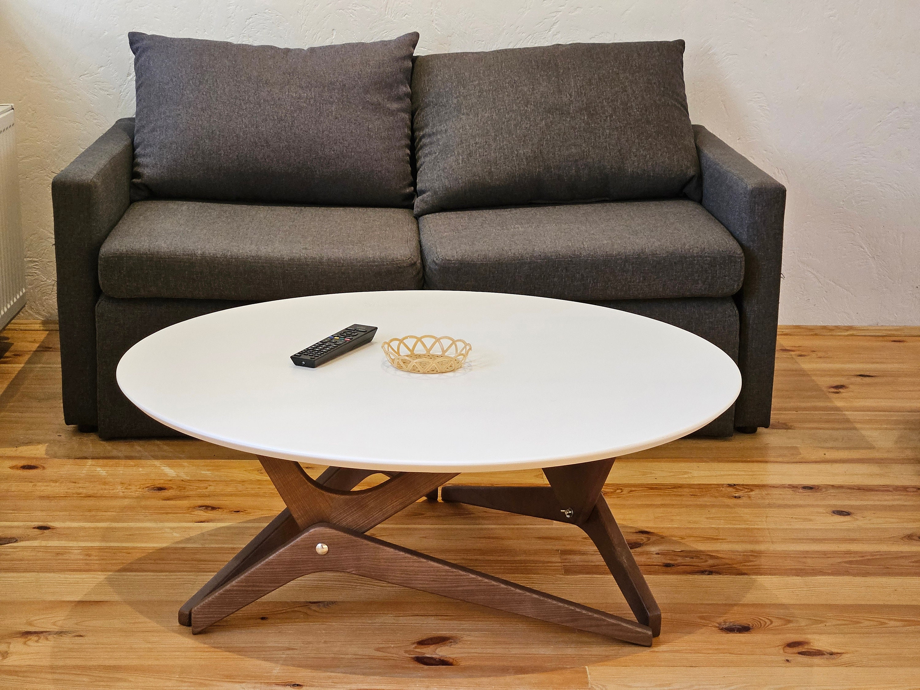 Transformer Round Wooden Coffee Table 2 in 1 | White Coffee Table