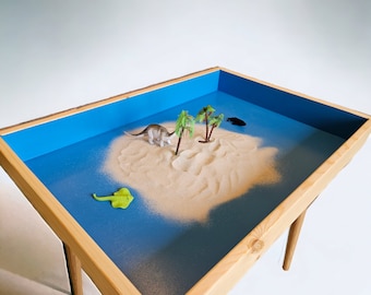 Jungian sand therapy | natural wood Montessori sandbox with lid and legs | made of wood | handmade | for children and adults